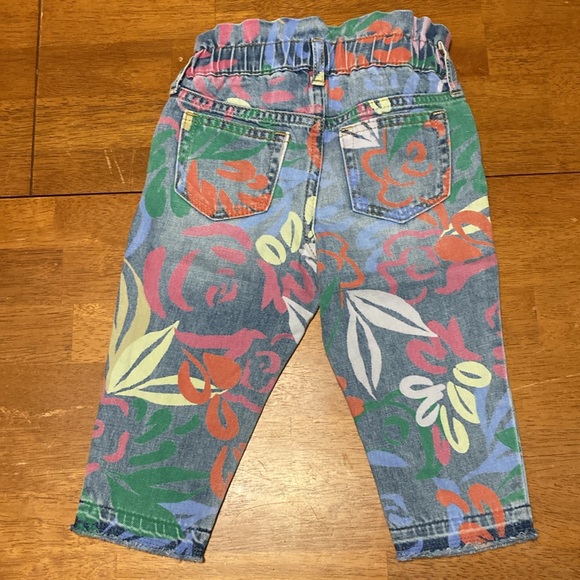 Baby Gap Girls Size 2T Just Like Mom Floral Blue Jeans Elastic Waist 100% Cotton - Picture 4 of 8